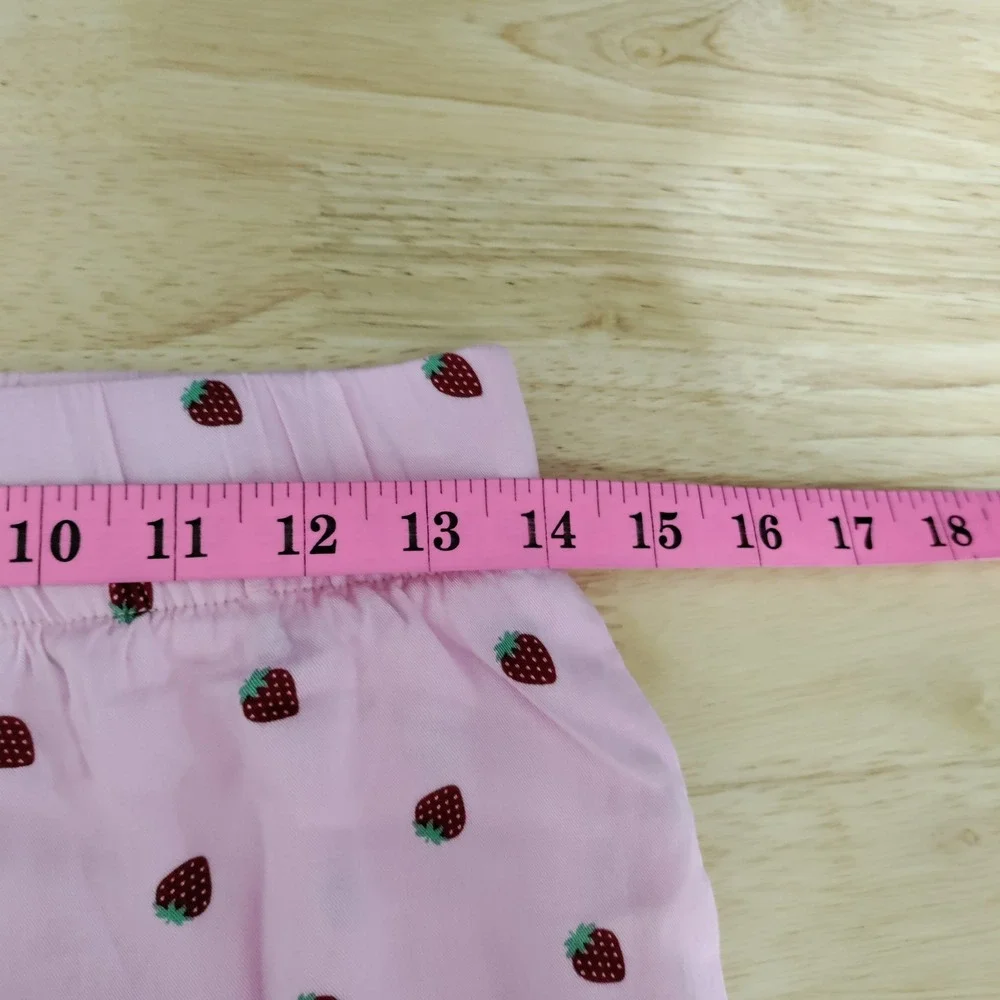 Sweet Society Pink Strawberry Pajama Set Lace Collar Ruffle Top Joggers Medium